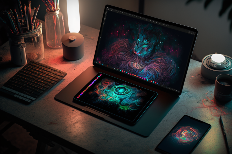 a_digital_workspace_featuring_a_laptop Google ads